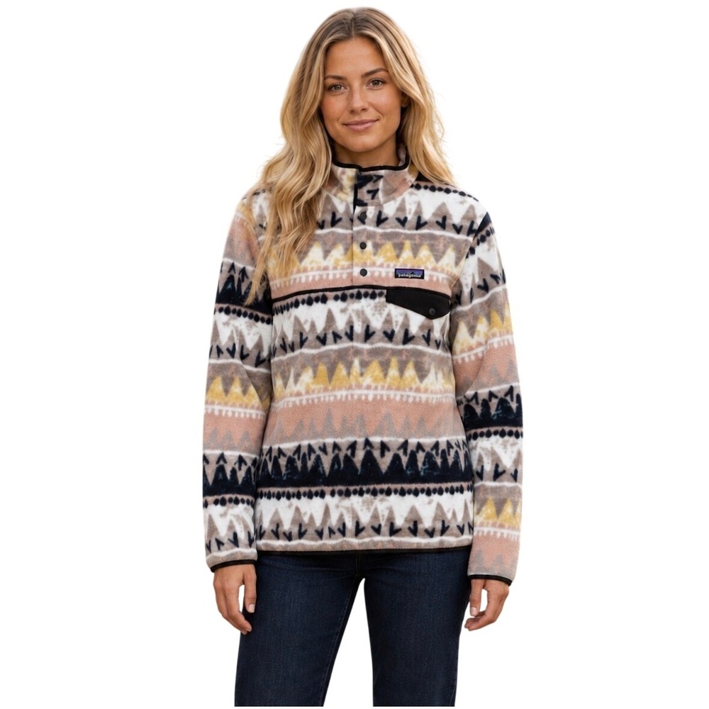 Patagonia Synchilla Fleece Snap T Pullover Bandicoot Marrow Print Small Womens